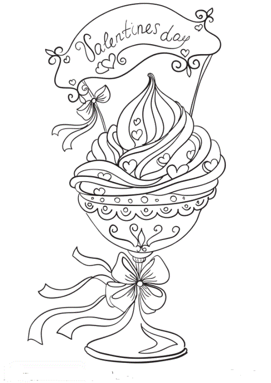 Coloriage cupcake saint valentin