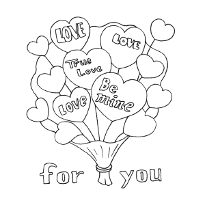 Valentine bouquet coloring page