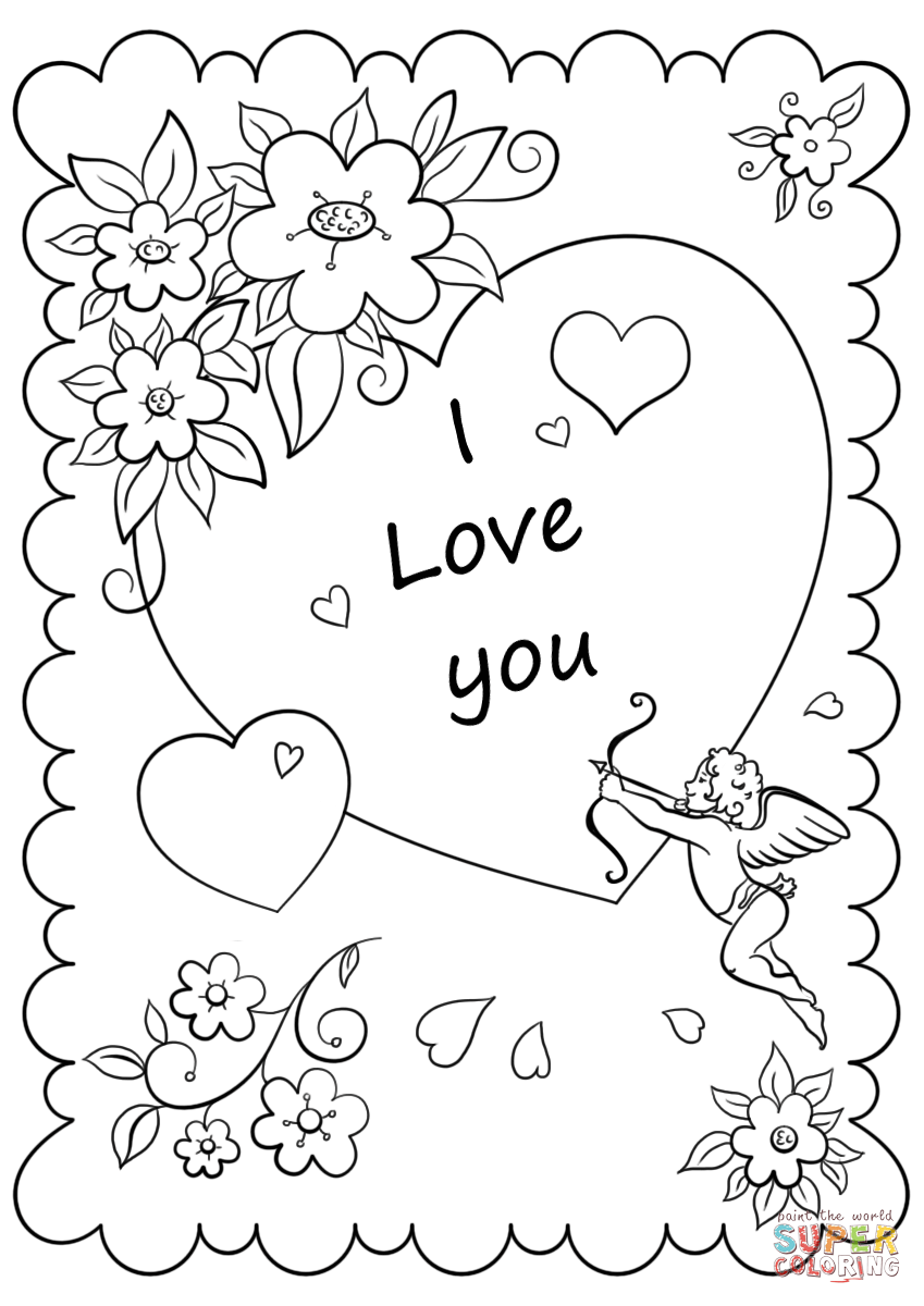 Valentine s day card i love you coloring page free printable coloring pages