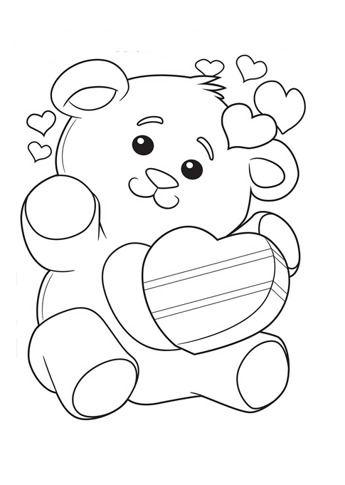 Valentine s teddy bear coloring page